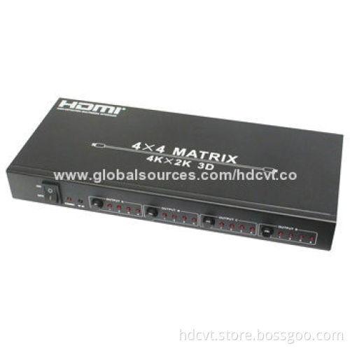 HDMI 1.4 4x4 + EDID + IR Matrix with 12V DC, 2.5A Power Supply, 3Gbps Bandwidth
